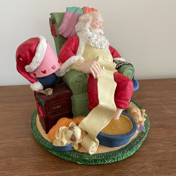Santa's Best Classic Collectables Figurine Christmas Checking List 1991 Napping - Picture 3 of 14
